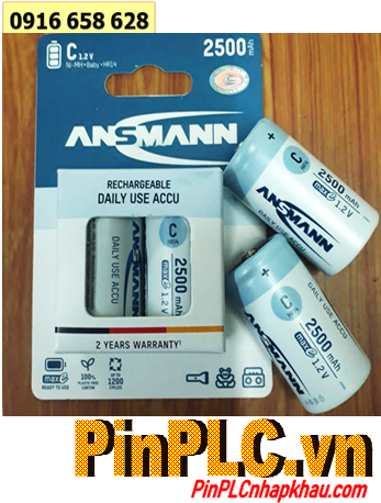 Ansman C2500mAh HR14, Pin sạc trung C NiMh 1.2v Ansman C2500mAh HR14 chính hãng (Vỉ 02viên)